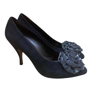 Sesto Meucci Womens Black Stiletto Heels With Flower Detail
